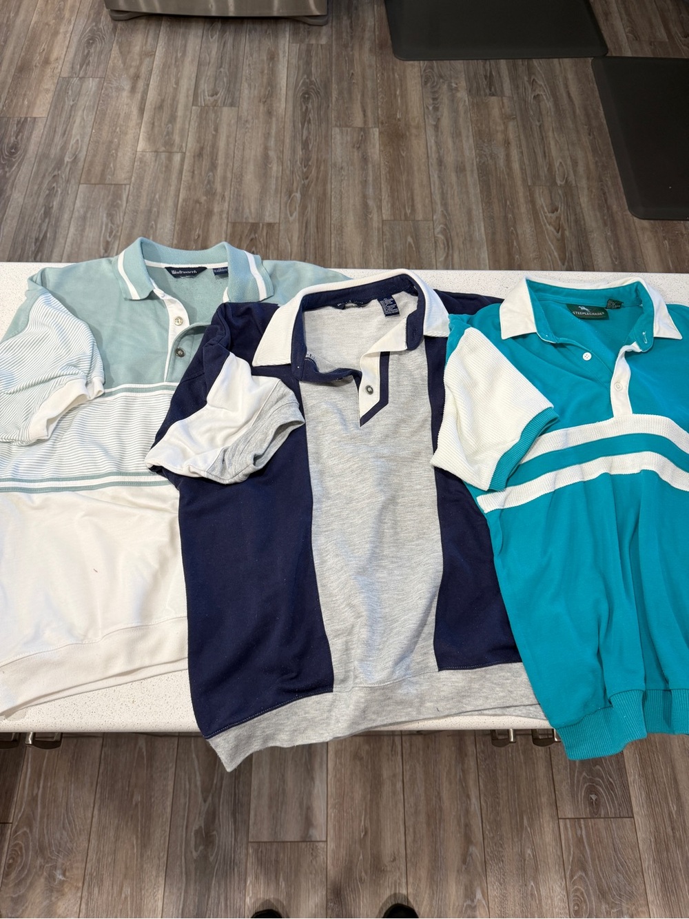 Vintage Men's Colorblock Polo Sweater - Blue/Grey
